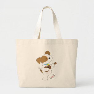 Grand Tote Bag Ukulélé mignonne de chiot