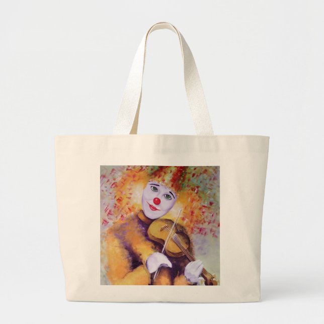 Grand Tote Bag Un clown doux jouant du violon (Devant)