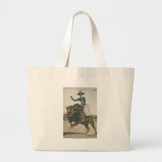 Grand Tote Bag Un cowboy heureux sur Buffalo s'opposant