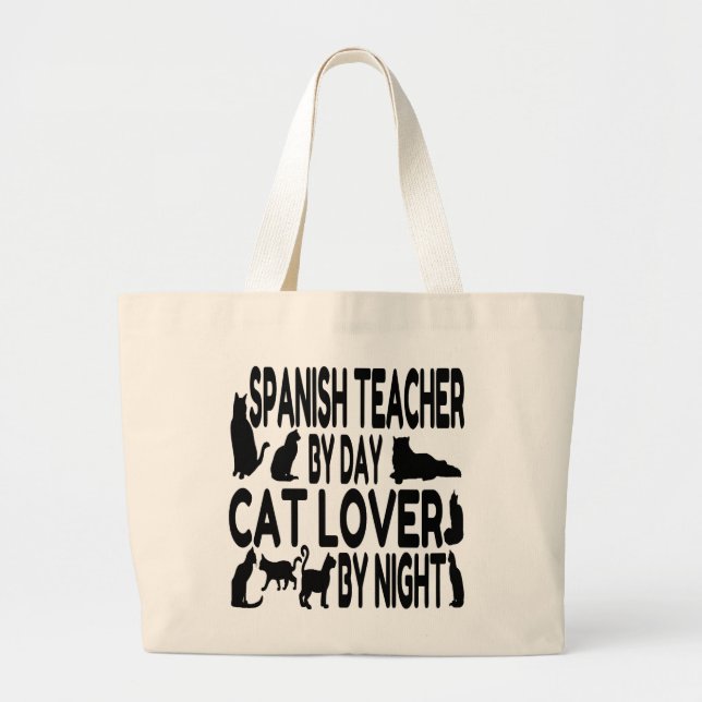 Grand Tote Bag Un enseignant espagnol aime les chats (Devant)