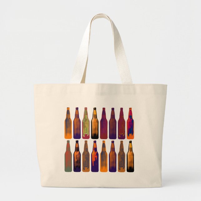 Grand Tote Bag un motif de bouteilles (bière) (Devant)