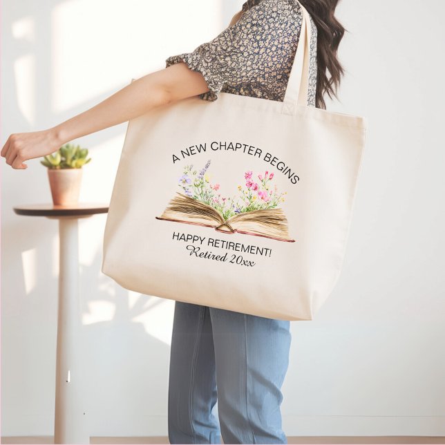 Grand Tote Bag Un nouveau chapitre commence avec la retraite Fleu (Créateur téléchargé)