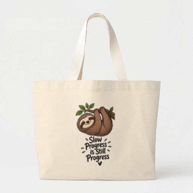 Grand Tote Bag Un progrès lent est toujours un progrès Mignon par (Devant)