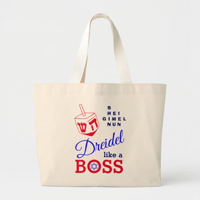 Grand Tote Bag Un Rêve Amusant Comme Un Patron Hanoukka (Devant)