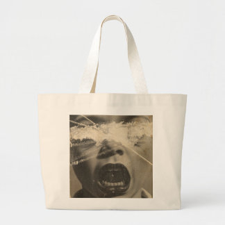 Grand Tote Bag Un visage de gosse en pleurs rétro.