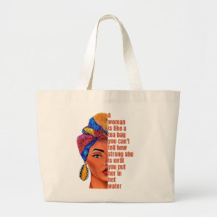 Grand Tote Bag Une Américaine Africaine Inspirante Avec Citation