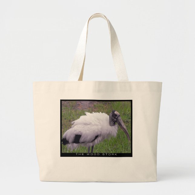 Grand Tote Bag Une cigogne en bois (Devant)