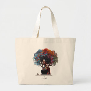 Grand Tote Bag Une femme afro-américaine aux cheveux arborés