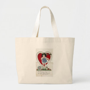Grand Tote Bag Une fille de la Saint-Valentin vintage m'a dit