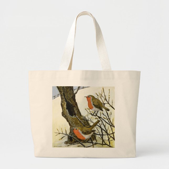 Grand Tote Bag Une paire de merles (Devant)