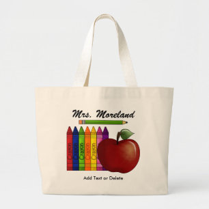 Grand Tote Bag Une pomme pour la Fourre-tout de l'enseignant par