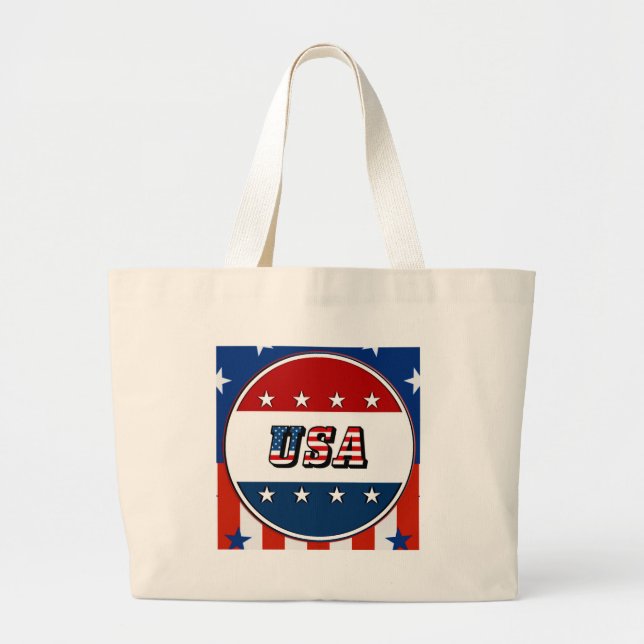 Grand Tote Bag USA - Drapeau américain et étoiles dans le cercle  (Devant)