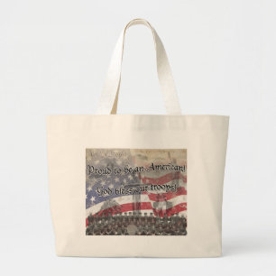 Grand Tote Bag USA Heros Dieu bénisse nos troupes de croix, vinta