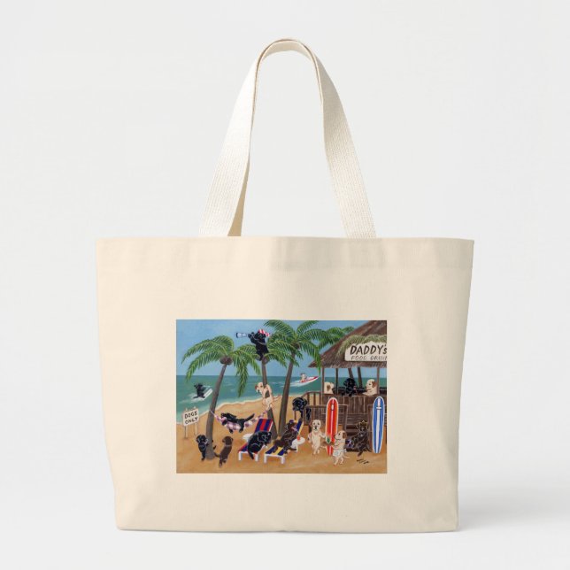 Grand Tote Bag Vacances d'été d'île Labradors (Devant)