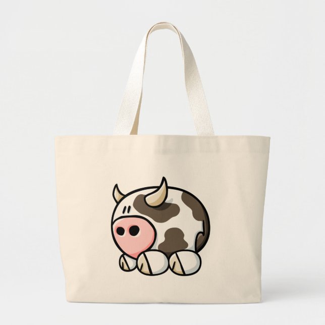 Grand Tote Bag Vache à bande dessinée (Devant)