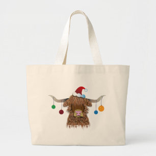 Grand Tote Bag Vache à Noël