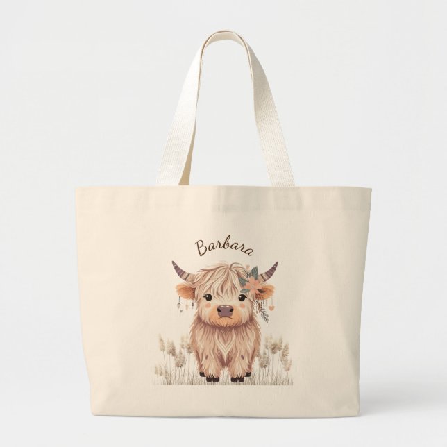 Grand Tote Bag Vache Highland Cute (Devant)