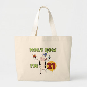 Grand Tote Bag Vache sainte je suis 21 T-shirts et cadeaux