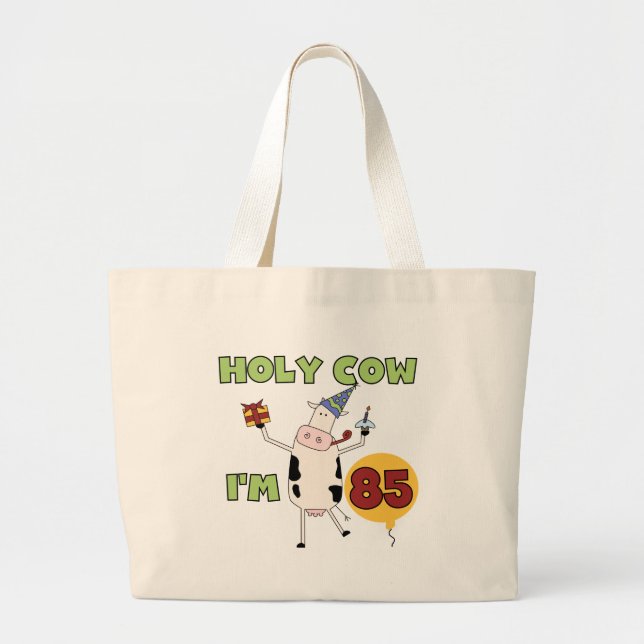 Grand Tote Bag Vache sainte je suis 85 T-shirts et cadeaux (Devant)