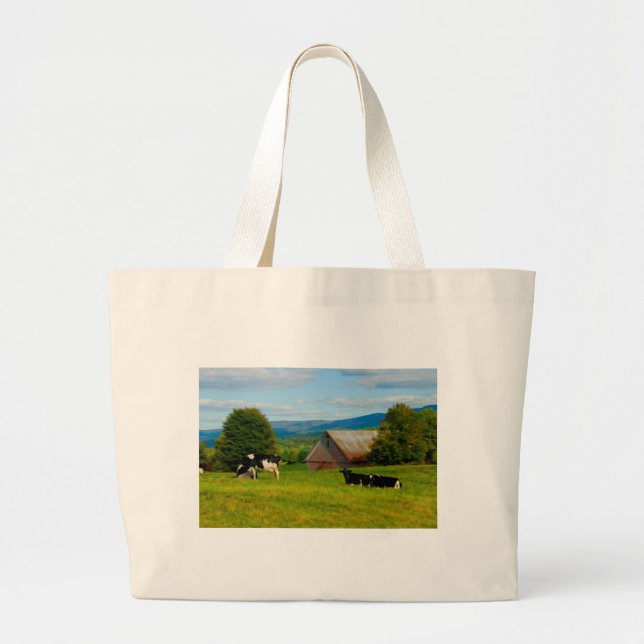 Grand Tote Bag Vaches dans un domaine (Devant)
