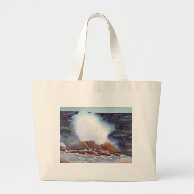 Grand Tote Bag Vague océanique (Devant)