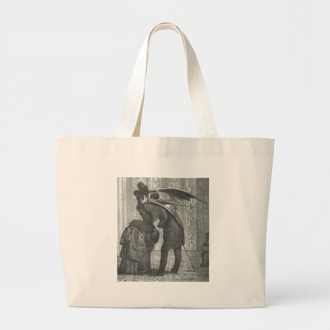 Grand Tote Bag Vampire à ailes victorien/gothique d'un baiser (Devant)