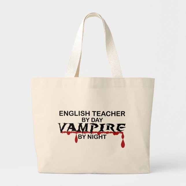 Grand Tote Bag Vampire de professeur d'Anglais par nuit (Devant)