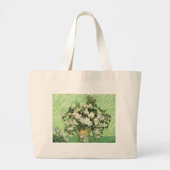Grand Tote Bag Vase avec Roses - Van Gogh (Devant)