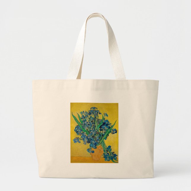 Grand Tote Bag Vase Van Gogh avec Iris Classic Impressionnisme (Devant)