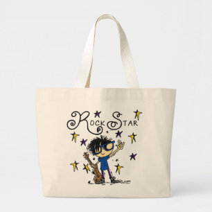 Grand Tote Bag Vedette du rock de garçon de cheveux noirs