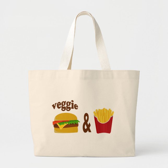 Grand Tote Bag Veggie Burger et Fries (Devant)