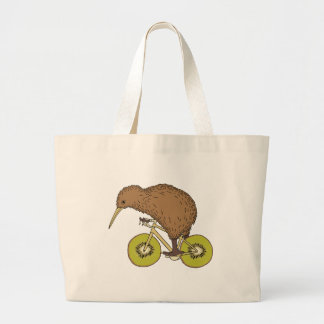 Grand Tote Bag Vélo d'équitation de kiwi avec des roues de kiwi