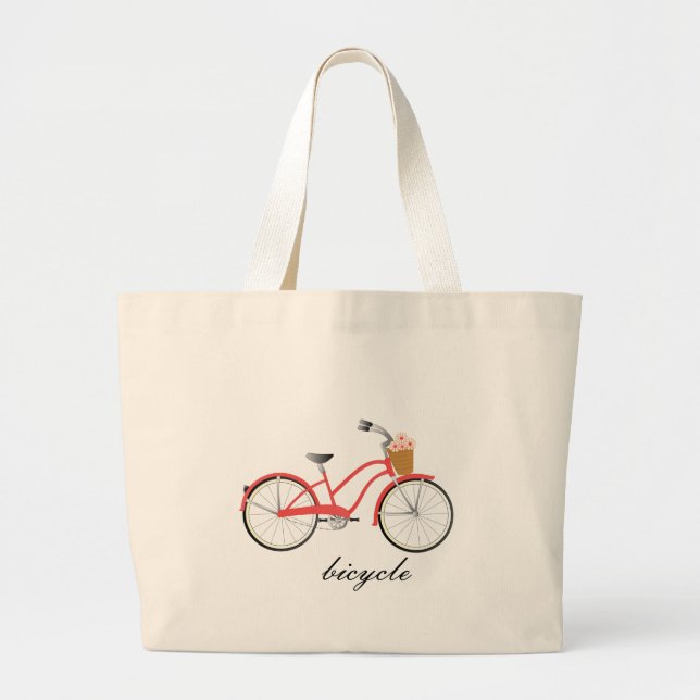 Grand Tote Bag Vélo rouge (Devant)