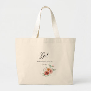 Grand Tote Bag Verse de la Bible Florale