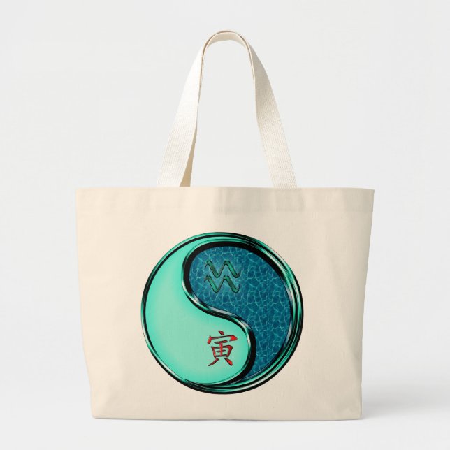 Grand Tote Bag Verseau & Tigre d'eau (Devant)