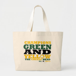 Grand Tote Bag Vert et jaune (tête de fromage)