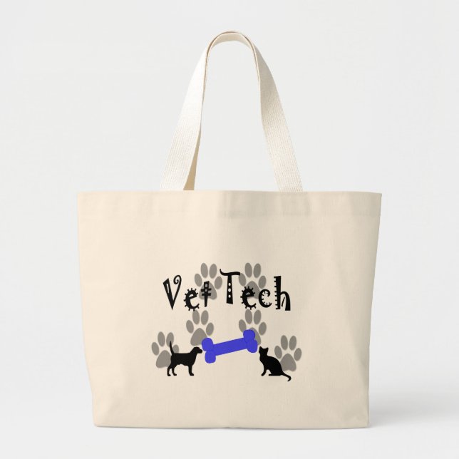 Grand Tote Bag Vétérinaire TECH avec l'os de chien (Devant)