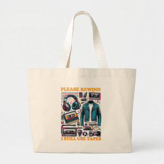 Grand Tote Bag Veuillez rembobiner - J'utilise encore des bandes