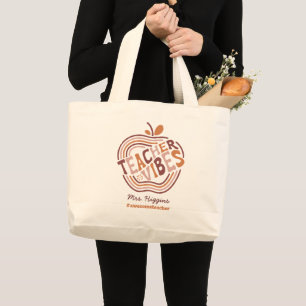 Grand Tote Bag Vibes de l'enseignant Boho Apple Merci cadeau Gran