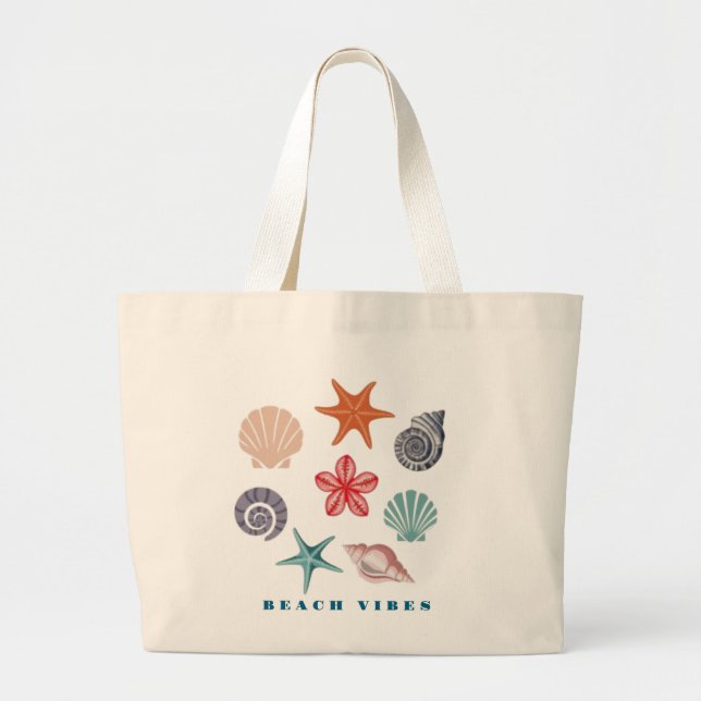 Grand Tote Bag Vibes de Plage (Devant)