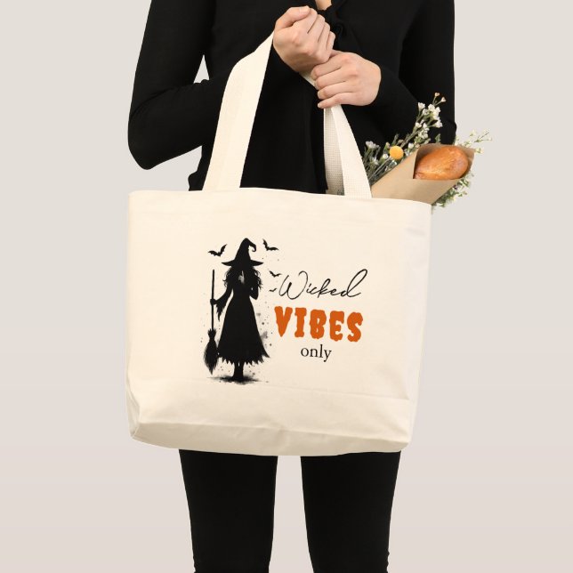 Grand Tote Bag "Vibes perdues seulement" - Sorcière noire Hallowe (Devant (produit))