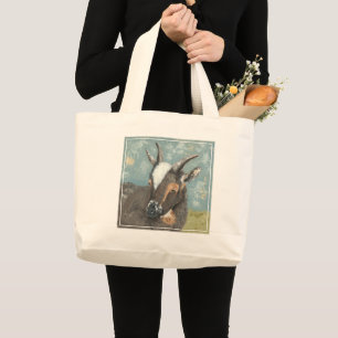 Grand Tote Bag Vie agricole - Chèvre gris