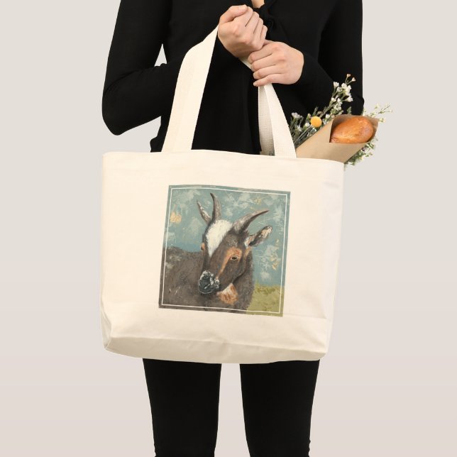Grand Tote Bag Vie agricole - Chèvre gris (Devant (produit))