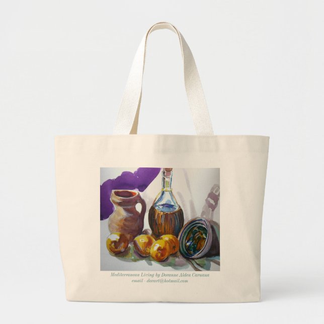 Grand Tote Bag Vie méditerranéenne par Doranne Alden Caruana (Devant)