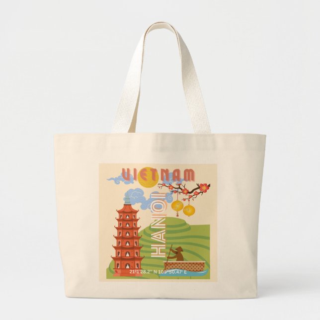 Grand Tote Bag Vietnam Travel Art (Devant)