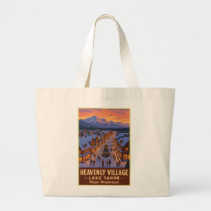 Grand Tote Bag Village paradisiaque Lac Tahoe Wonderland hivernal