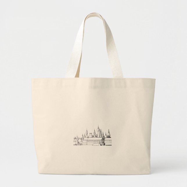 Grand Tote Bag ville fabuleuse . artwork . noir et blanc (Devant)