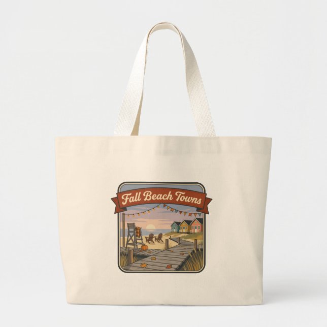 Grand Tote Bag Villes de Plage d'Automne (Devant)