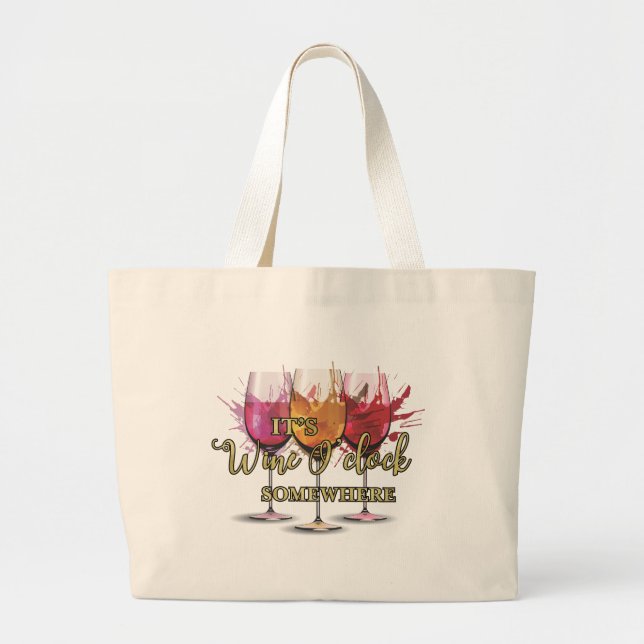 Grand Tote Bag Vin O'Clock Quelque Part (Devant)