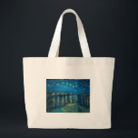 Grand Tote Bag Vincent Van Gogh Starry Night Over the Rhone<br><div class="desc">Le chef-d'oeuvre Van Gogh Starry Night - Un tableau de Vincent Van Gogh,  Starry Night Over the Rhone,  montre une nuit remplie d'étoiles,  et un pont. Peint à Arles France la nuit,  peint en 1888.</div>